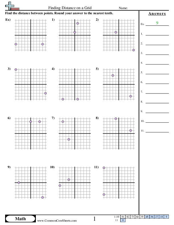 Finding Distance (Different X and Y) Worksheet - Finding Distance (Different X and Y) worksheet